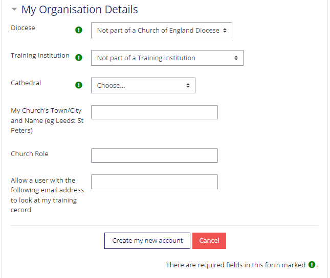 bottom of the registration form, showing record sharing permission field